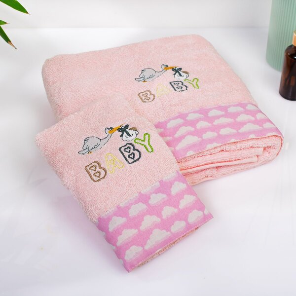 Παιδικές Πετσέτες (Σετ 2τμχ) Dimcol Stork 192 Pink