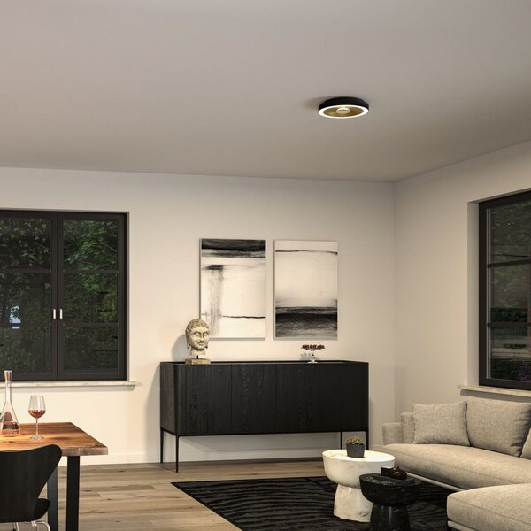 Paulmann LED οροφής Volea μαύρο/χρυσό Ø 32 cm IP44 dim, ρυθμιζόμενος, Μαύρο, Μπάνιο, Πλαστικό, σύγχρονο