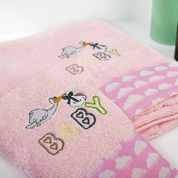 Παιδικές Πετσέτες (Σετ 2τμχ) Dimcol Stork 192 Pink