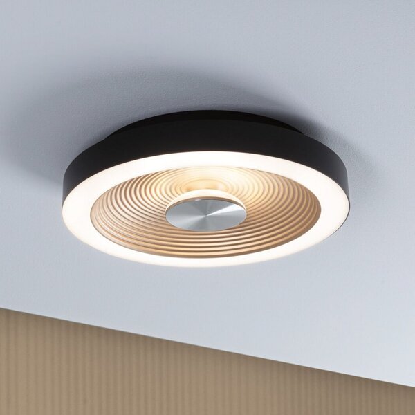 Paulmann LED οροφής Volea μαύρο/χρυσό Ø 32 cm IP44 dim, ρυθμιζόμενος, Μαύρο, Μπάνιο, Πλαστικό, σύγχρονο
