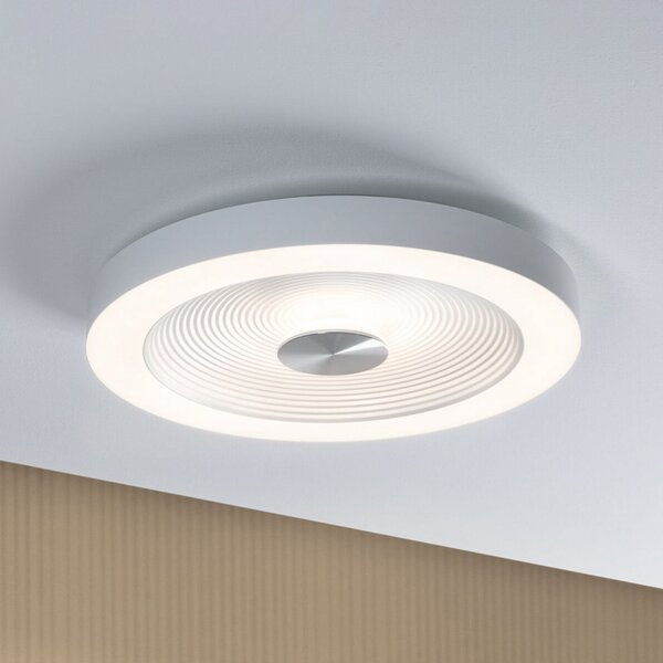Paulmann LED οροφής Volea, λευκό/ασημί Ø 40 cm IP44 dim, ρυθμιζόμενος, Λευκό, Μπάνιο, Πλαστικό, σύγχρονο
