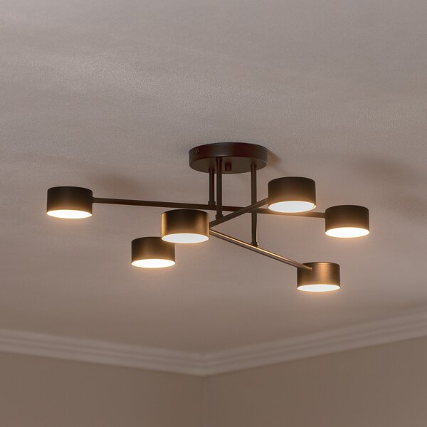 EMIBIG LIGHTING Φωτιστικό οροφής Modus 6, χάλυβας, έξι φλόγες, GX53, μαύρο, ρυθμιζόμενος, Μαύρο, Σαλόνι / τραπεζαρία, Μέταλλο, σύγχρονο