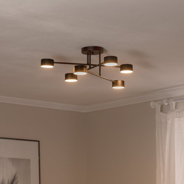 EMIBIG LIGHTING Φωτιστικό οροφής Modus 6, χάλυβας, έξι φλόγες, GX53, μαύρο, ρυθμιζόμενος, Μαύρο, Σαλόνι / τραπεζαρία, Μέταλλο, σύγχρονο