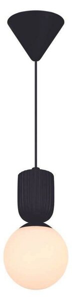Nordlux Κρεμαστό φωτιστικό Sadie, μαύρο, Ø 15 cm, γυαλί/κεραμικό, ρυθμιζόμενος, Μαύρο, Σαλόνι / τραπεζαρία, Γυαλί, Σκανδιναβικό