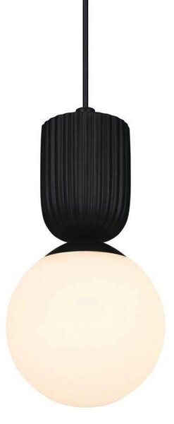 Nordlux Κρεμαστό φωτιστικό Sadie, μαύρο, Ø 15 cm, γυαλί/κεραμικό, ρυθμιζόμενος, Μαύρο, Σαλόνι / τραπεζαρία, Γυαλί, Σκανδιναβικό