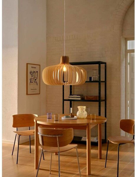 Nordlux Κρεμαστό φωτιστικό Hazo, Ø 65 cm, φυσικό χρώμα, ξύλο, ρυθμιζόμενος, Ξύλου, Σαλόνι / τραπεζαρία, Ξύλο, Σκανδιναβικό