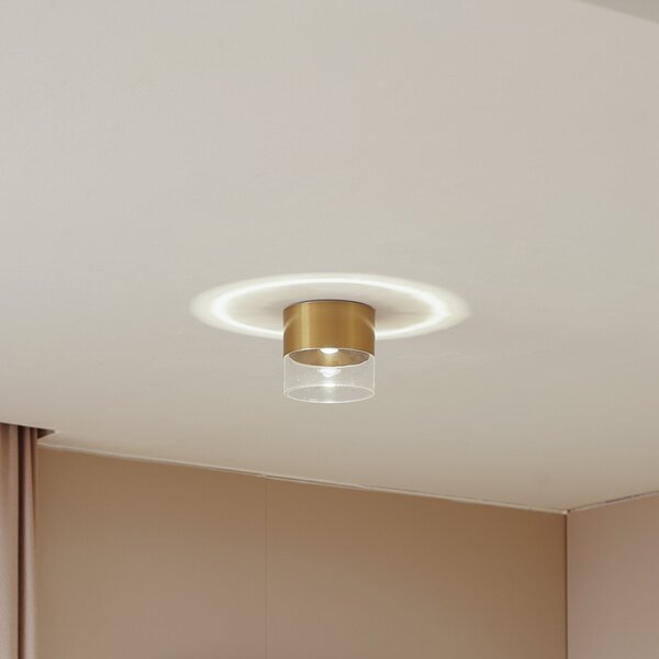 Lindby LED φωτιστικό οροφής Dalila, χρυσό, Ø 10 cm, αλουμίνιο, Χρυσό / Ορείχαλκου, Σαλόνι / τραπεζαρία, Αλουμίνιο, σύγχρονο