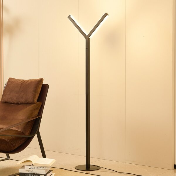 Lucande LED δαπέδου φωτιστικό Ilian, μαύρο, μεταλλικό, CCT, dimmable, ρυθμιζόμενος, Μαύρο, Σαλόνι / τραπεζαρία, Μέταλλο, σύγχρονο