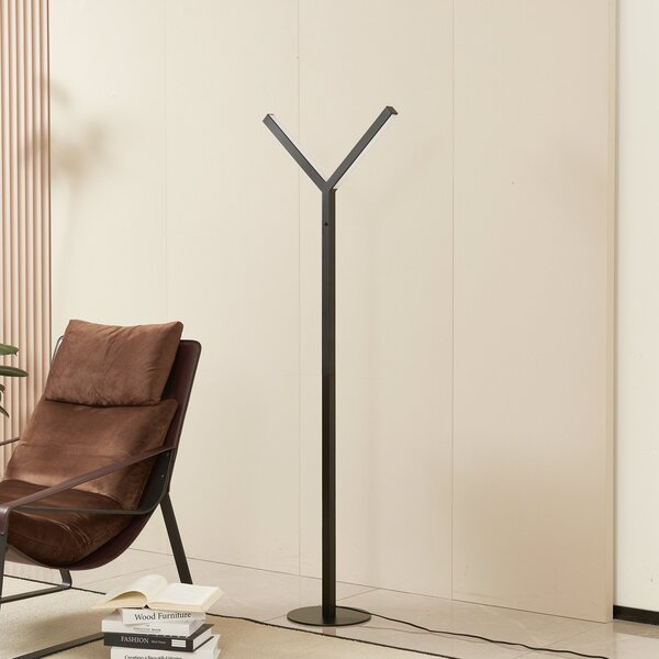 Lucande LED δαπέδου φωτιστικό Ilian, μαύρο, μεταλλικό, CCT, dimmable, ρυθμιζόμενος, Μαύρο, Σαλόνι / τραπεζαρία, Μέταλλο, σύγχρονο