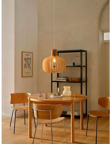 Nordlux Κρεμαστό φωτιστικό Hazo, Ø 43 cm, φυσικό χρώμα, ξύλο, ρυθμιζόμενος, Ξύλου, Σαλόνι / τραπεζαρία, Ξύλο, Σκανδιναβικό