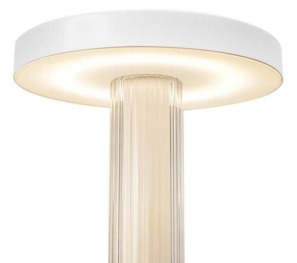 DFTP by Nordlux LED-Akku-Tischleuchte Trezzi, λευκό, ύψος 22 cm, μέταλλο/γυαλί, ρυθμιζόμενος, Λευκό, Σαλόνι / τραπεζαρία, Μέταλλο, Σκανδιναβικό