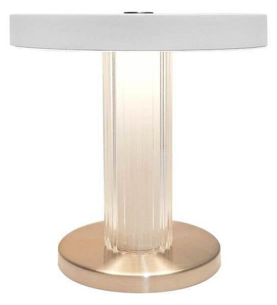 DFTP by Nordlux LED-Akku-Tischleuchte Trezzi, λευκό, ύψος 22 cm, μέταλλο/γυαλί, ρυθμιζόμενος, Λευκό, Σαλόνι / τραπεζαρία, Μέταλλο, Σκανδιναβικό