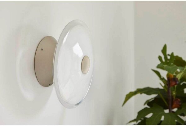 LOOM DESIGN Φωτιστικό τοίχου LED Solene, λευκό, γυαλί, Ø 20 cm, ρυθμιζόμενος, Μπεζ, Σαλόνι / τραπεζαρία, Γυαλί, σύγχρονο