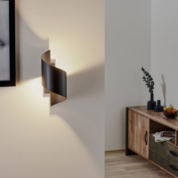 EMIBIG LIGHTING Φωτιστικό τοίχου Spiner μαύρο, ύψος 30 cm, ατσάλι, ρυθμιζόμενος, Μαύρο, Σαλόνι / τραπεζαρία, Μέταλλο, σύγχρονο