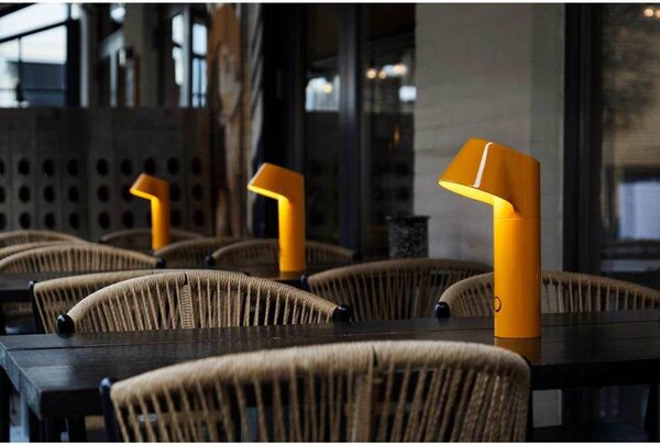 LOOM DESIGN LOOMG LED-Akku-Τραπεζοφωτιστικό Willow, κίτρινο, αλουμίνιο, IP54, ρυθμιζόμενος, Κίτρινο, Αλουμίνιο, σύγχρονο