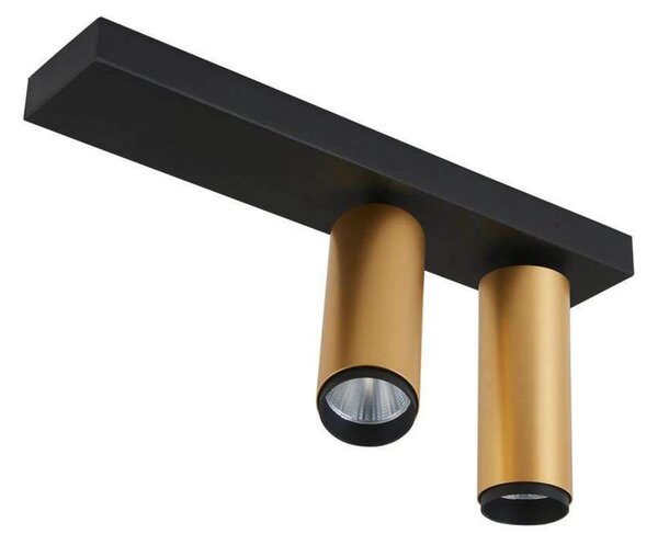 LOOM DESIGN LED-Deckenstrahler X-Beam, 2-flg., μαύρο/χρυσό, ρυθμιζόμενος, Χρυσό / Ορείχαλκου, Σαλόνι / τραπεζαρία, Αλουμίνιο, σύγχρονο