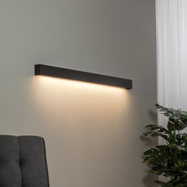 Nowodvorski Lighting Φωτιστικό τοίχου Straight L, 122 cm, μαύρο, Μαύρο, Σαλόνι / τραπεζαρία, Μέταλλο, σύγχρονο, Γωνιακός τοίχος
