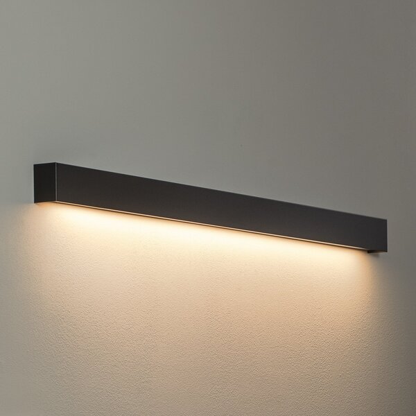 Nowodvorski Lighting Φωτιστικό τοίχου Straight L, 122 cm, μαύρο, Μαύρο, Σαλόνι / τραπεζαρία, Μέταλλο, σύγχρονο, Γωνιακός τοίχος