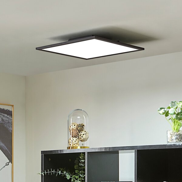 Lindby LED πάνελ Lamin, μαύρο, 40 cm, CCT, dimmable, τηλεχειριστήριο, ρυθμιζόμενος, Μαύρο, Σαλόνι / τραπεζαρία, Μέταλλο, σύγχρονο