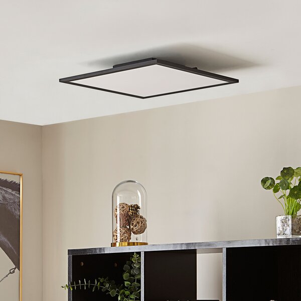 Lindby LED πάνελ Lamin, μαύρο, 40 cm, CCT, dimmable, τηλεχειριστήριο, ρυθμιζόμενος, Μαύρο, Σαλόνι / τραπεζαρία, Μέταλλο, σύγχρονο