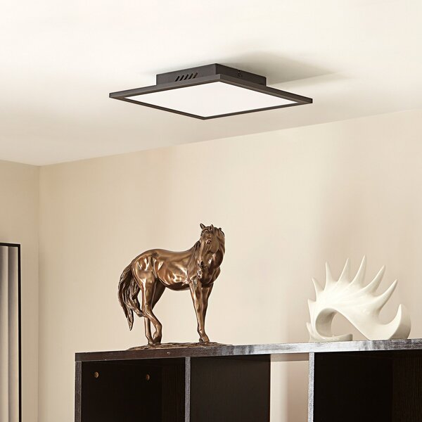Lindby LED πάνελ Lamin, μαύρο, 30 cm, CCT, dimmable, τηλεχειριστήριο, ρυθμιζόμενος, Μαύρο, Σαλόνι / τραπεζαρία, Μέταλλο, σύγχρονο