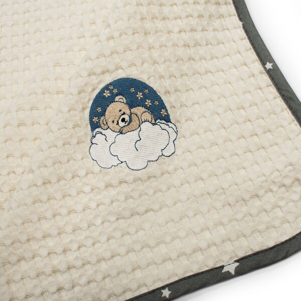 Κουβέρτα Πικέ Αγκαλιάς (80x110) Dimcol Cloudy Bear 177 Ecru-Grey
