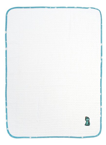 Κουβέρτα Πικέ Αγκαλιάς (80x110) Dimcol Dinosaur 180 White-Sky Blue