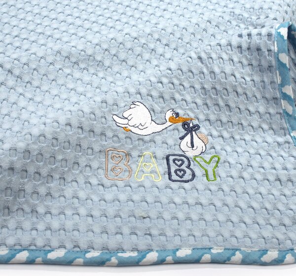 Κουβέρτα Πικέ Κούνιας (100x160) Dimcol Stork 191 Sky Blue