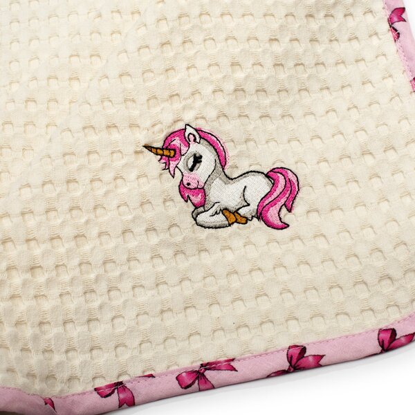Κουβέρτα Πικέ Κούνιας (100x160) Dimcol Unicorn 189 Ecru-Pink