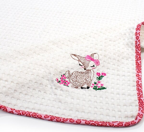 Κουβέρτα Πικέ Αγκαλιάς (80x110) Dimcol Deer 197 White-Pink