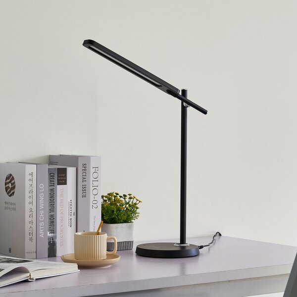 Lindby Φωτιστικό γραφείου Valtorin LED, μαύρο, ρυθμιζόμενος, Μαύρο, Μελέτη / Γραφείο, Πλαστικό, σύγχρονο