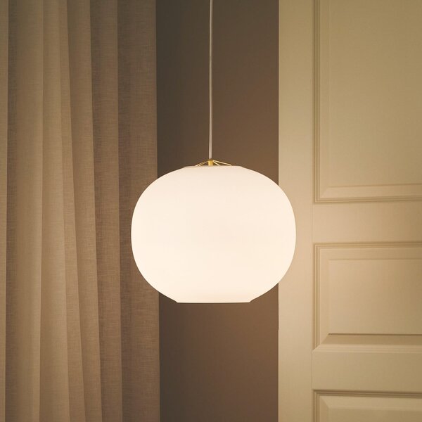 DFTP by Nordlux Κρεμαστό φωτιστικό Navone, λευκό, γυαλί, Ø 40 cm, 1-φωτιστικό, ρυθμιζόμενος, Λευκό, Σαλόνι / τραπεζαρία, Γυαλί