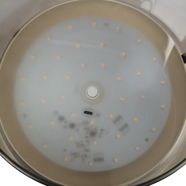 Brilliant LED επιτραπέζια λάμπα Lumeo, Ø 21 cm, χρώμα ορείχαλκου/καπνιστό γκρι, ρυθμιζόμενος, Γκρι, Σαλόνι / τραπεζαρία, Γυαλί