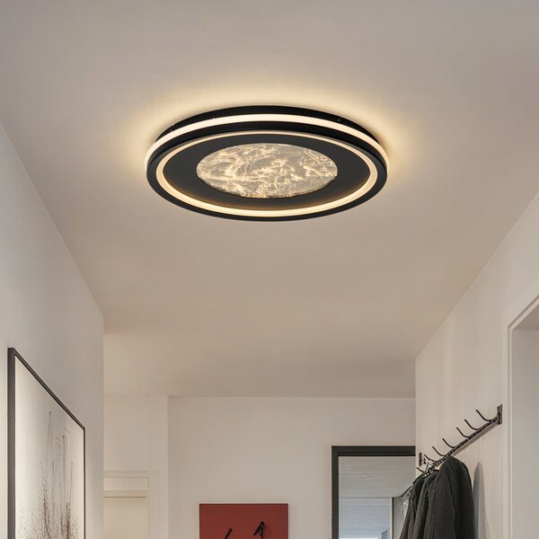 Lucande LED φωτιστικό οροφής Tillian, μαύρο/χρυσό, 50cm, ρυθμιζόμενο, ρυθμιζόμενος, Μαύρο, Σαλόνι / τραπεζαρία, Μέταλλο, σύγχρονο
