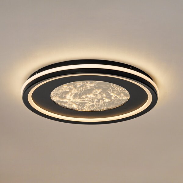 Lucande LED φωτιστικό οροφής Tillian, μαύρο/χρυσό, 50cm, ρυθμιζόμενο, ρυθμιζόμενος, Μαύρο, Σαλόνι / τραπεζαρία, Μέταλλο, σύγχρονο