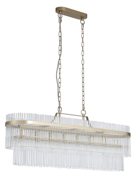 Searchlight Κρεμαστό φωτιστικό Lara, μήκος 98 cm, χρυσό/διαφανές, γυαλί/μέταλλο, ρυθμιζόμενος, Χρυσό / Ορείχαλκου, Σαλόνι / τραπεζαρία, Γυαλί
