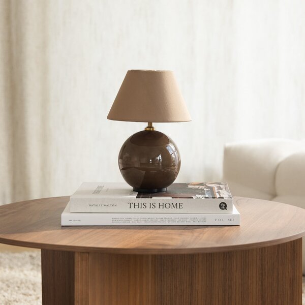 Globen Lighting Φωτιστικό τραπεζιού με μπαταρία IRIS, καφέ, ύψος 23 cm, ρυθμιζόμενος, Καφέ / Σκουριάς, Σαλόνι / τραπεζαρία, Ύφασμα / Κλωστοϋφαντουργία, Σκανδιναβικό