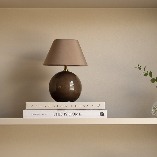 Globen Lighting Φωτιστικό τραπεζιού με μπαταρία IRIS, καφέ, ύψος 23 cm, ρυθμιζόμενος, Καφέ / Σκουριάς, Σαλόνι / τραπεζαρία, Ύφασμα / Κλωστοϋφαντουργία, Σκανδιναβικό