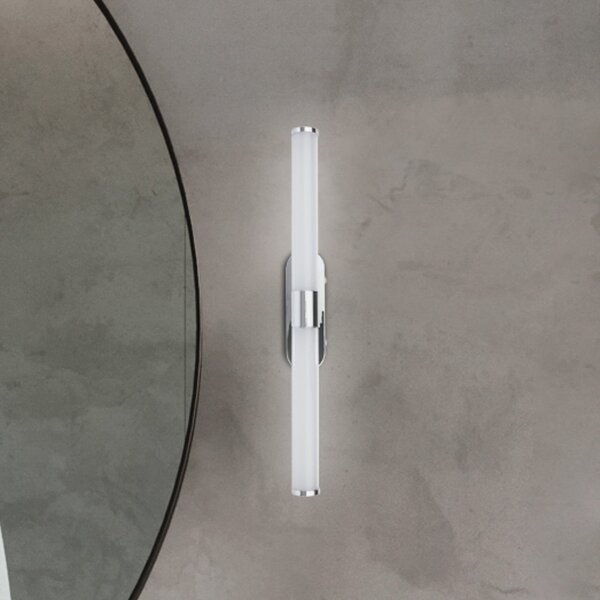 Briloner LED φωτιστικό τοίχου Runt, χρώμιο, 4.000 K, IP44, μήκος 40 cm, Μεταλλικό, Μπάνιο, Πλαστικό, σύγχρονο