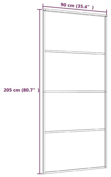 Συρόμενη Πόρτα Μαύρη 90 x 205 εκ. Γυαλί ESG και Αλουμίνιο - Μαύρο