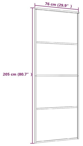 Συρόμενη Πόρτα Μαύρη 76 x 205 εκ. Γυαλί ESG/Αλουμίνιο - Μαύρο