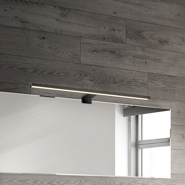 Briloner Λάμπα LED με καθρέφτη Dun 2 σε 1, μαύρο ματ, IP44, μήκος 50 cm, Μαύρο, Μπάνιο, Πλαστικό, σύγχρονο