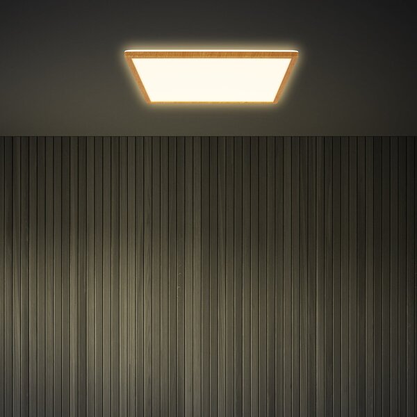 Briloner Φωτιστικό οροφής LED Tava Wood, 42 x cm, πλαστικό, 3.000 K, Ξύλου, Σαλόνι / τραπεζαρία, Πλαστικό