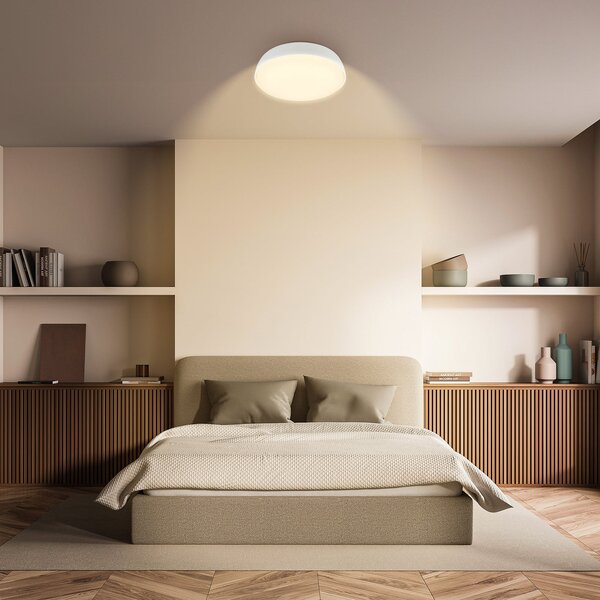Briloner Φωτιστικό οροφής LED Nikan, λευκό ματ, Ø 28,5 cm, 3.000 K, Λευκό, Διάδρομος, Μέταλλο