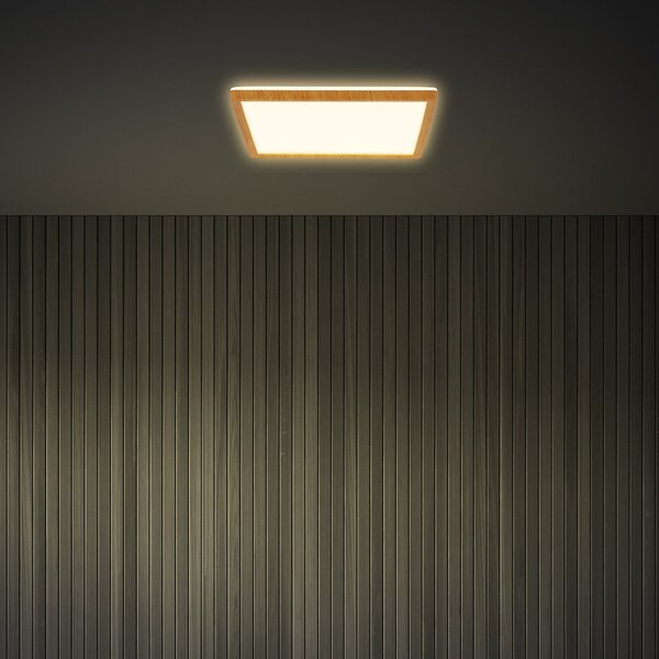 Briloner Φωτιστικό οροφής LED Tava Wood, 29 x cm, πλαστικό, 3.000 K, Ξύλου, Σαλόνι / τραπεζαρία, Πλαστικό