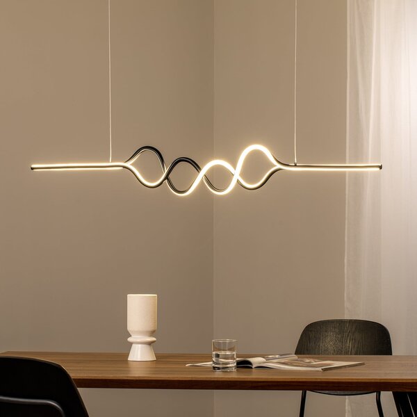 Milagro Lighting LED κρεμαστή λάμπα Ancona, μέταλλο, χρυσό/μαύρο, 4.000 K, Χρυσό / Ορείχαλκου, Σαλόνι / τραπεζαρία, Μέταλλο, σύγχρονο