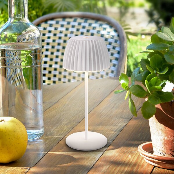 Briloner LED-Ακку-Τραπεζολαμπίδα Brilo unplugged Riffle, 20 cm, λευκό, ρυθμιζόμενος, Λευκό, Σαλόνι / τραπεζαρία, Μέταλλο