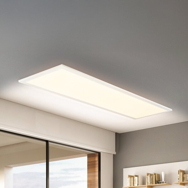 Briloner LED Panel Piatto CCT, IP44, 100 x 25 cm, τηλεχειριστήριο, λευκό, ρυθμιζόμενος, Λευκό, Μελέτη / Γραφείο, Μέταλλο