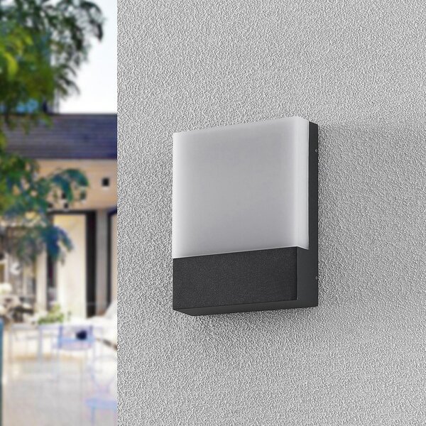 Lindby Vanira LED φωτιστικό τοίχου για εξωτερικούς χώρους, γωνιακό, Μαύρο, Μέταλλο, σύγχρονο
