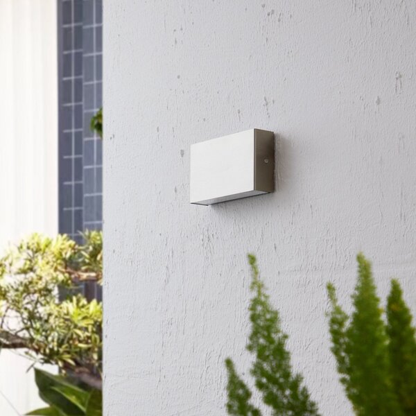 Arcchio LED εξωτερικός φωτισμός τοίχου Karline, 1060 lm, ανοξείδωτο ατσάλι, IP65, Μεταλλικό, Ανοξείδωτος χάλυβας, σύγχρονο, Πρίζα τοίχου πάνω/κάτω